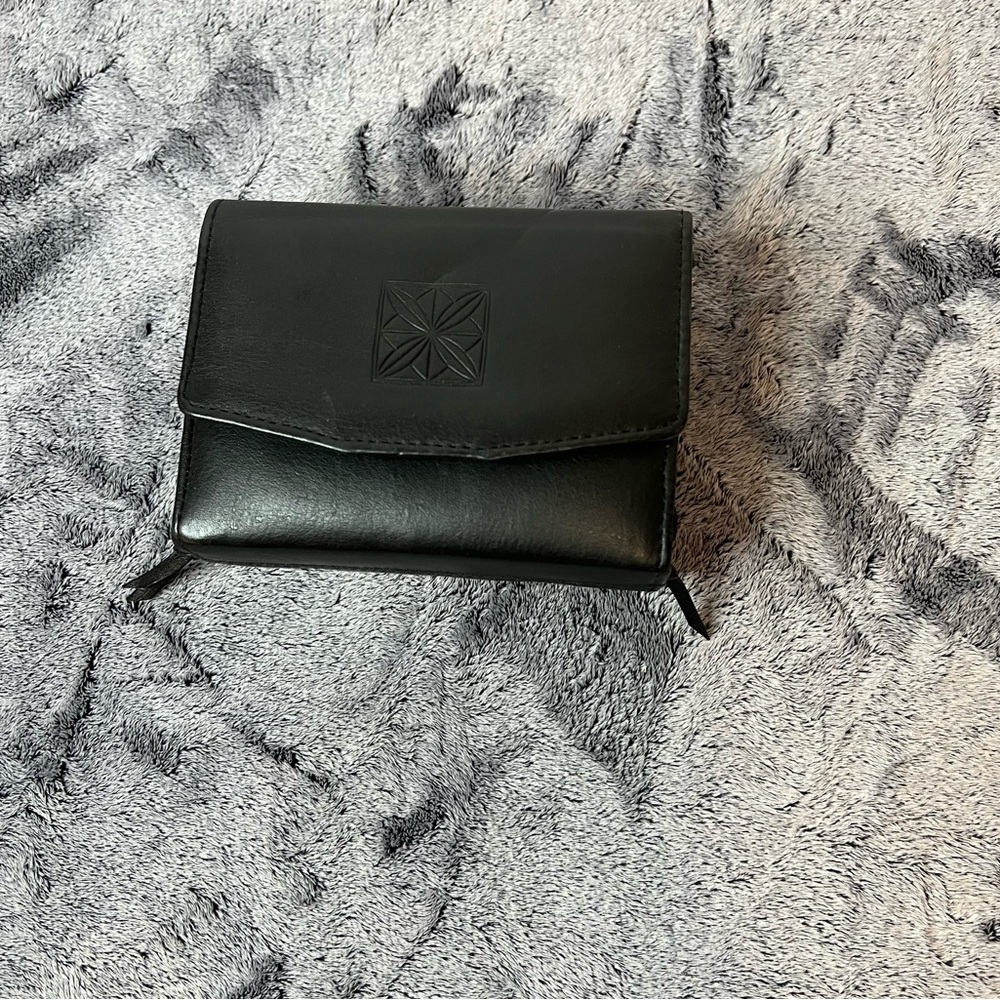 Black Cowhide Wallet Crossbody Purse